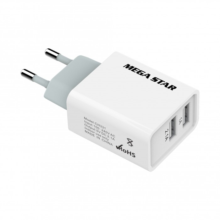 CARGADOR DE CARGA RAPIDA 2 USB 1A+2.1A