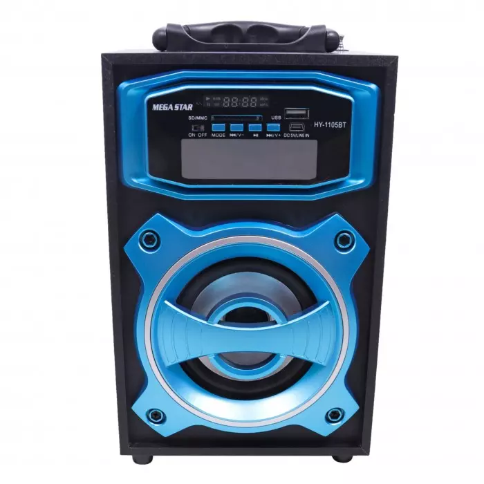 PARLANTE A BATERIA BLUETOOTH AZUL USB RADIO FM SD CARD