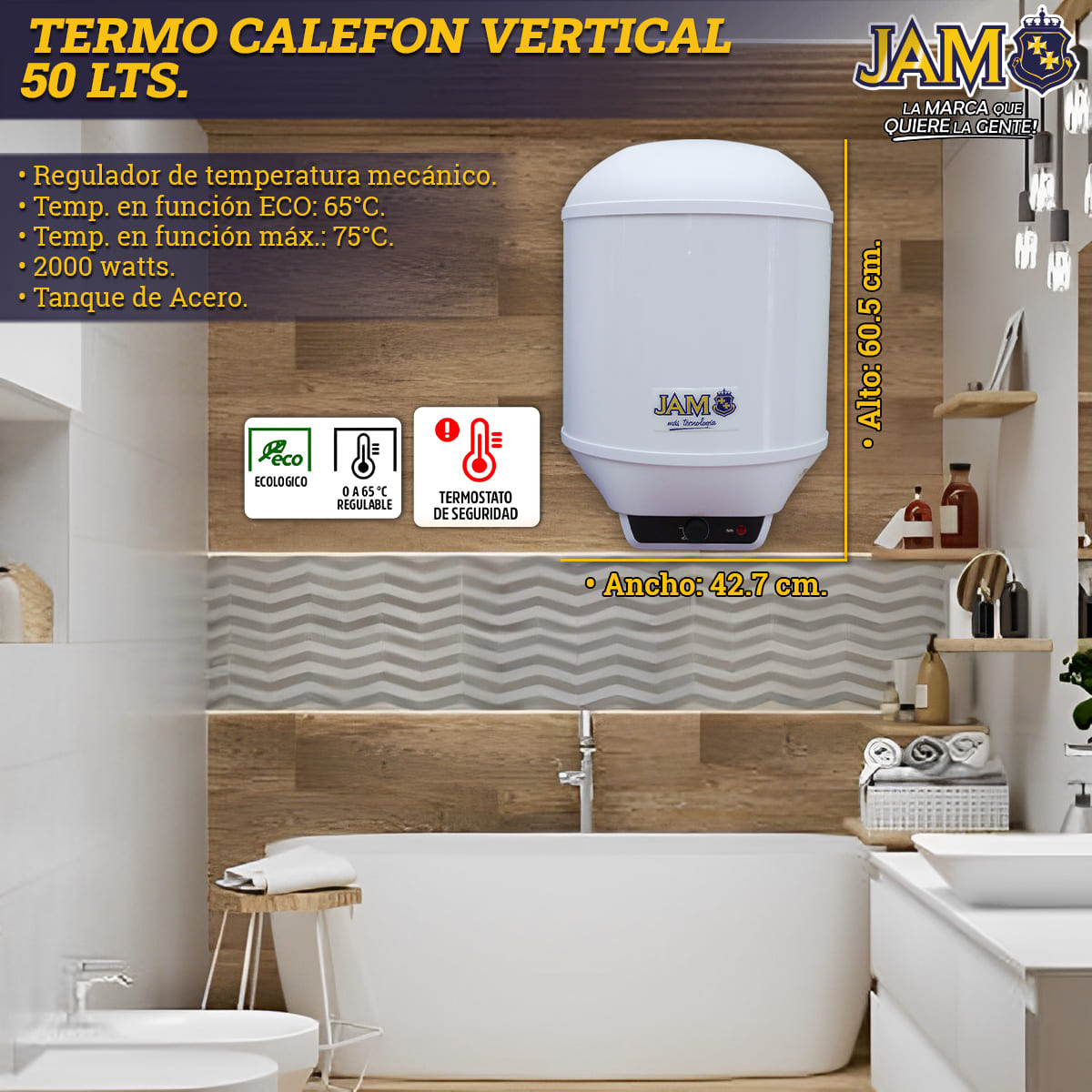 TERMO CALEFON JAM VERTICAL 50LTS