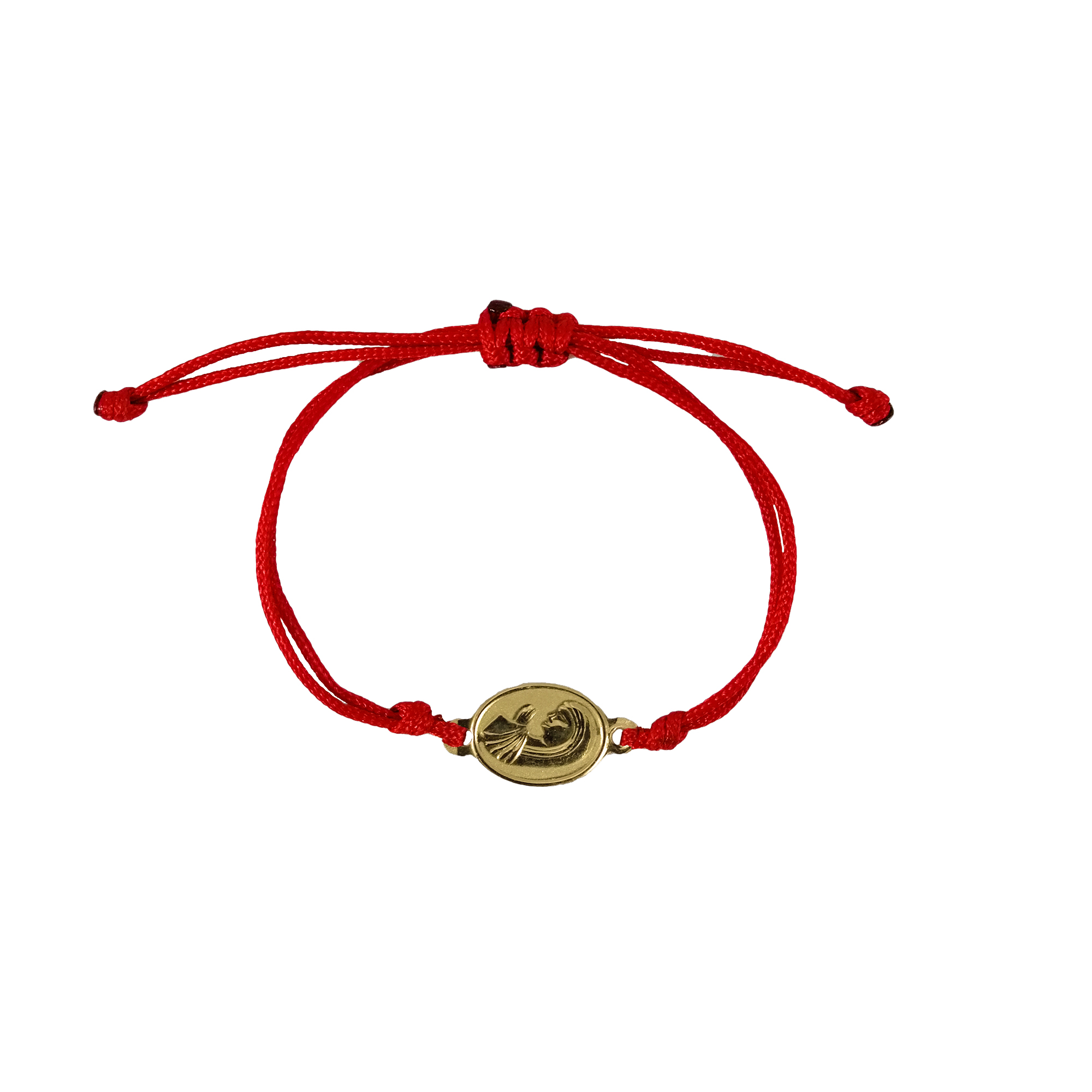 PULSERA DE HILO ROJO CON MEDALLITA RELIGIOSA EN ORO VIRGEN NIÑA
