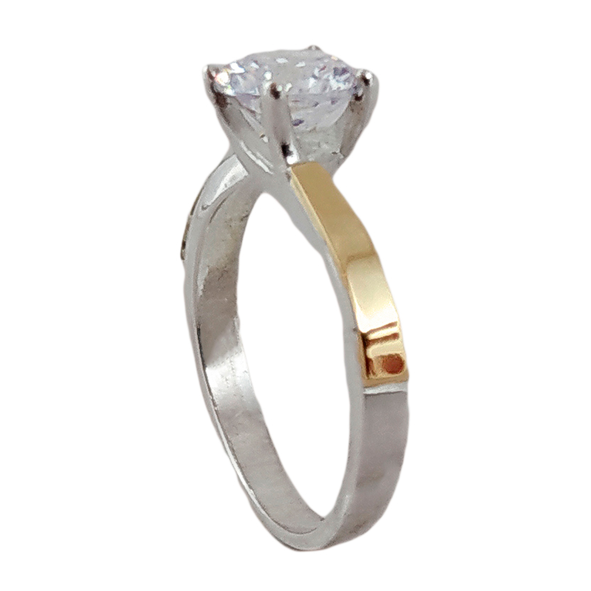 SOLITARIO DE PLATA ITALIANA CON APLIQUE EN ORO 18K