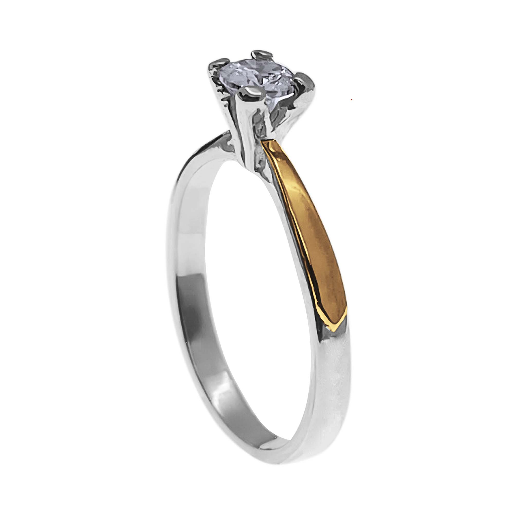 SOLITARIO DE PLATA ITALIANA CON APLIQUE EN ORO 18K