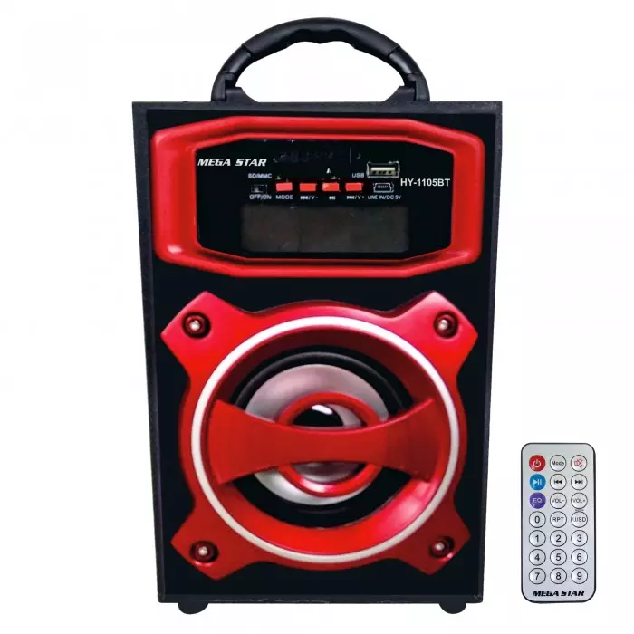 PARLANTE BAT BLUET ROJO USB RADIO FM SD CARD