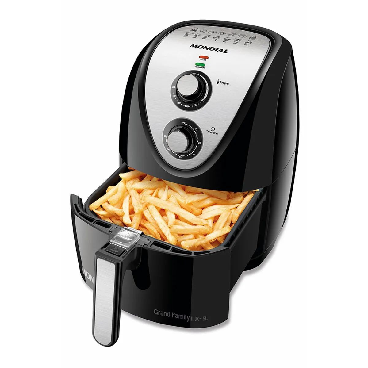 AIR FRYER - GRAND FAMILY - INOX - 5L  BLACK / INOX
